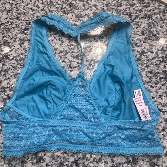 Victoria's Secret Teal Lace Halter Bralette Crop Top Bra L/G - Picture 4 of 7